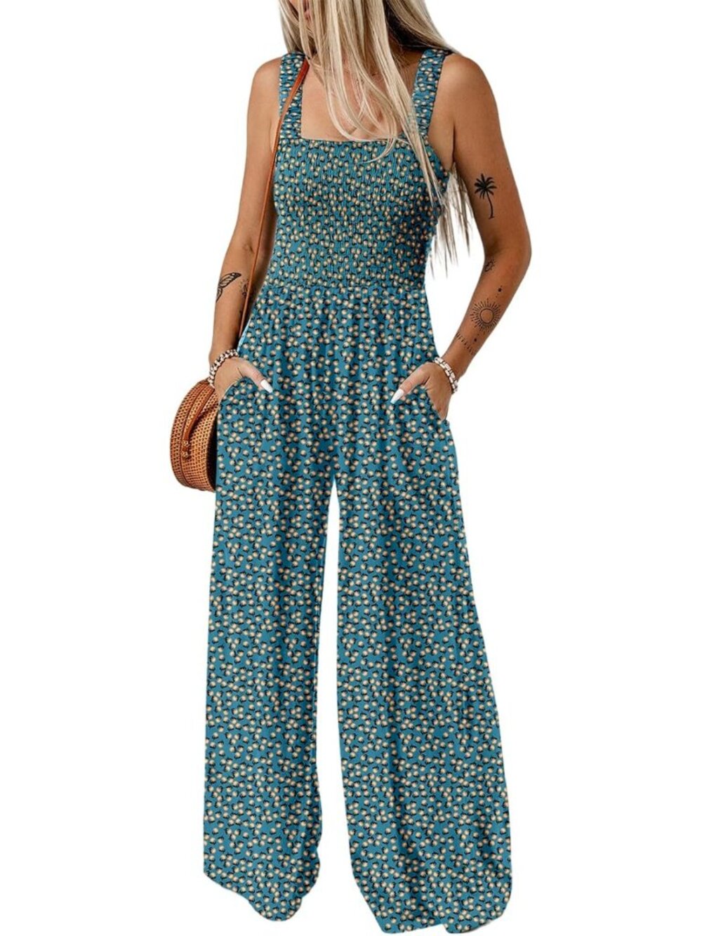 Women's Green 2 Summer One Piece Sleeveless Loose Overalls Jumpsuits Rompers